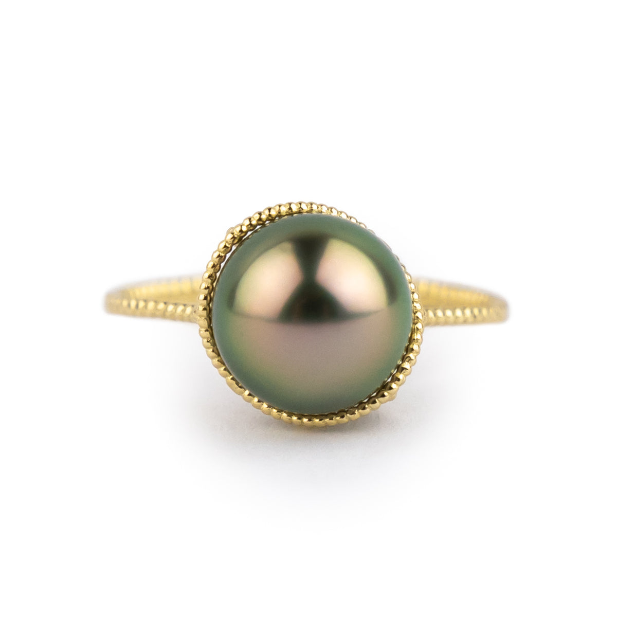 Glowing Pink Green Tahitian Pearl Mermaid Ring