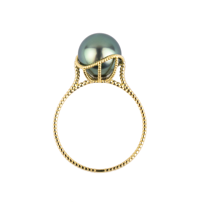 Blue-Green Tahitian Pearl Mermaid Ring