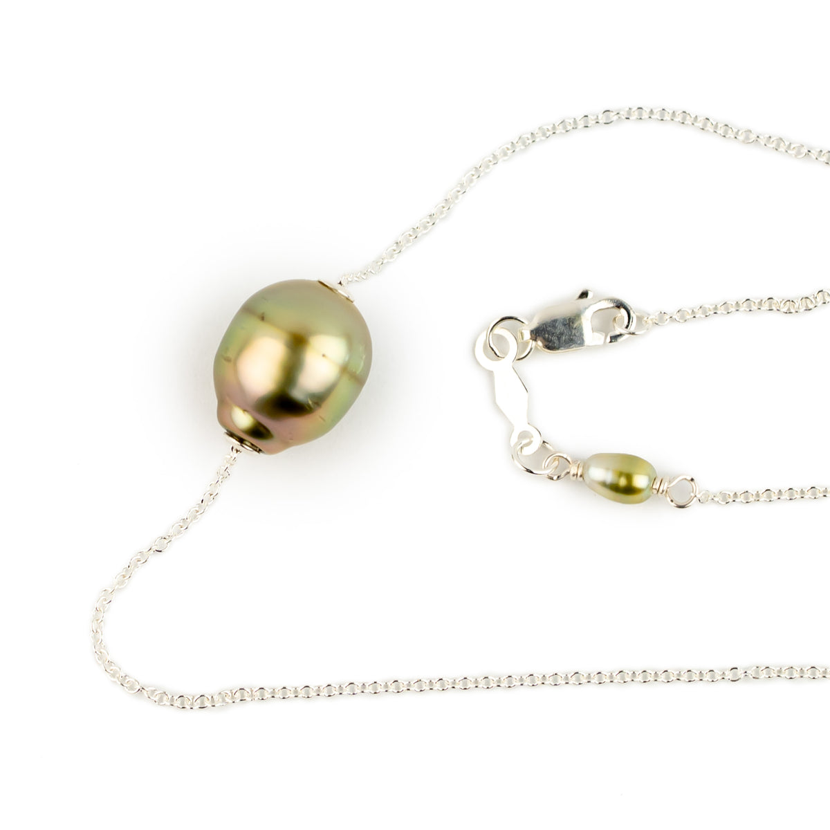 Golden Sunrise 10.2mm Tahitian Pearl Solitaire Necklace on Sterling Silver