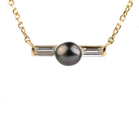 Tahitian Keshi Pearl & Diamond Mahana Necklace