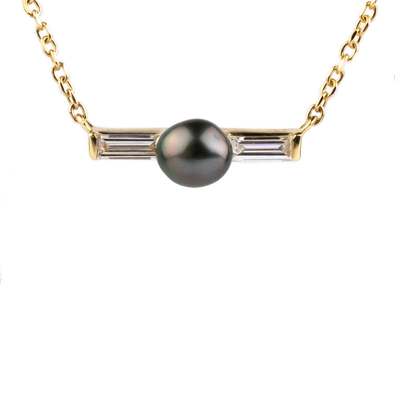 Tahitian Keshi Pearl & Diamond Mahana Necklace
