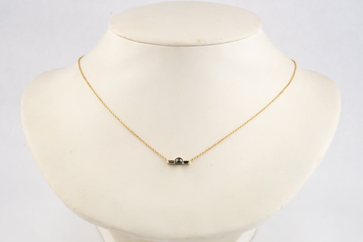 Tahitian Keshi Pearl & Diamond Mahana Necklace