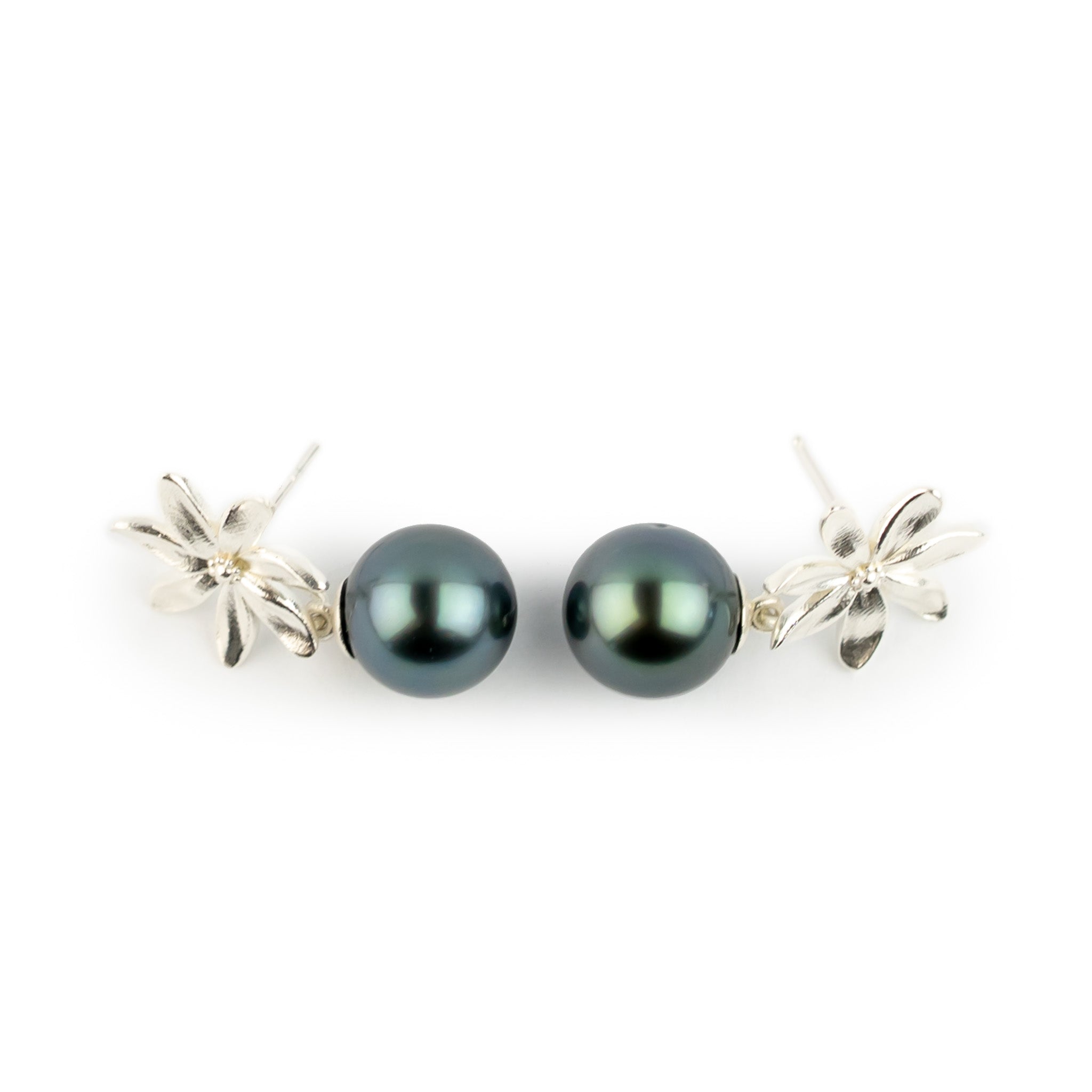 Tiaré Sterling Silver Tahitian Pearl Dangle Earrings