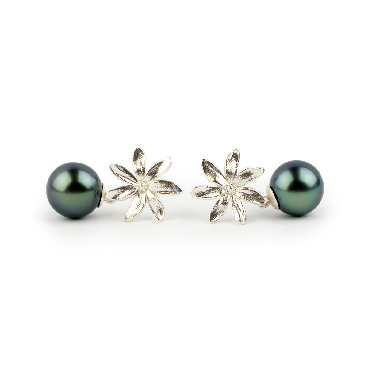 Tiaré Sterling Silver Tahitian Pearl Dangle Earrings
