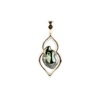 Dark Multicolorful Keshi Pearl Lotus Pendant on Sterling Silver