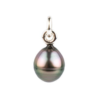 Pink Green Circled 11.3 Tahitian Pearl Rava Pendant on Sterling Silver