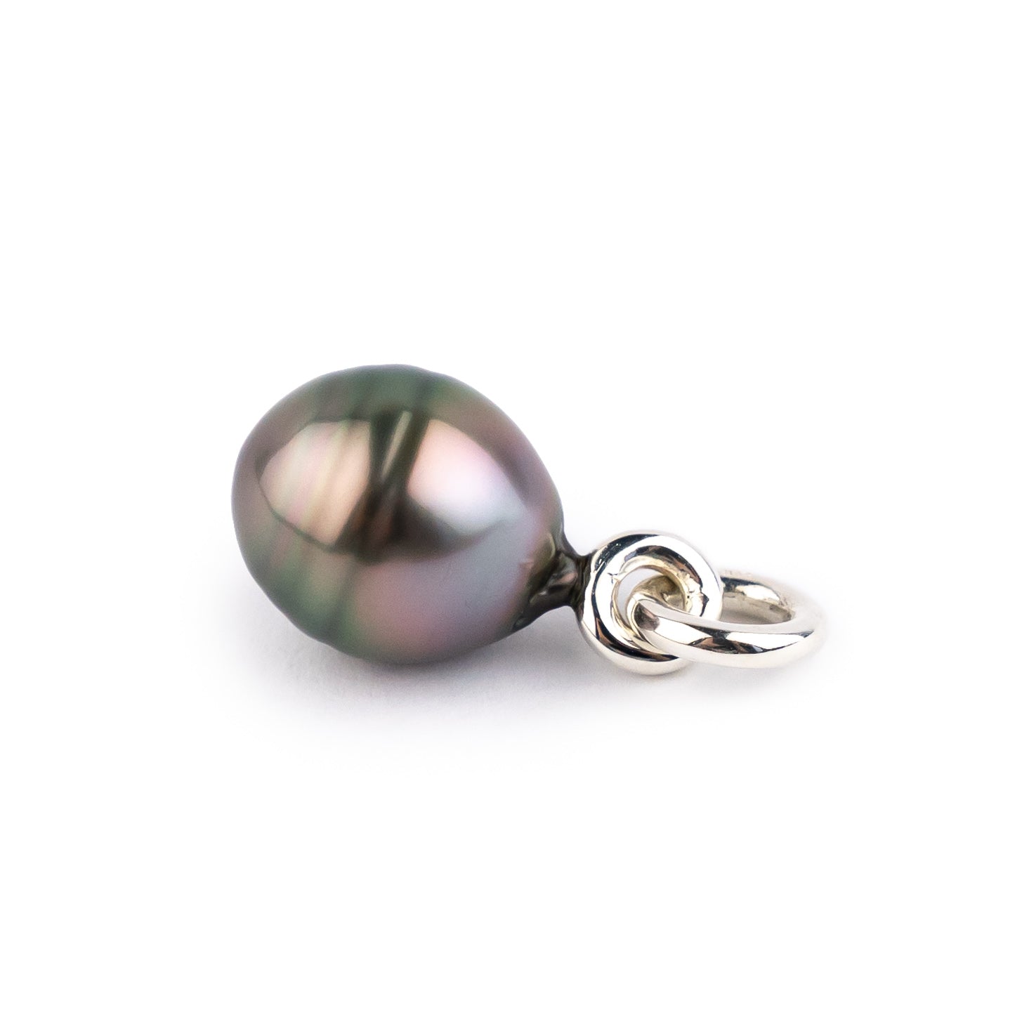 Pink Green Circled 11.3 Tahitian Pearl Rava Pendant on Sterling Silver