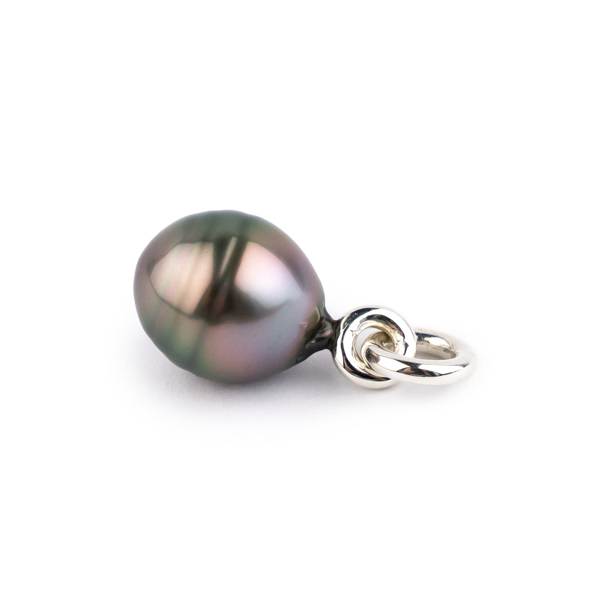 Pink Green Circled 11.3 Tahitian Pearl Rava Pendant on Sterling Silver