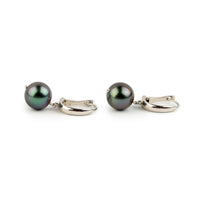Lumious Violet Blue 10.3mm Tahitian Pearl Lever Back Earrings on Sterling Silver