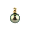 Peacock Green 10.9mm Tahitian Pearl Pendant on 18K Yellow Gold