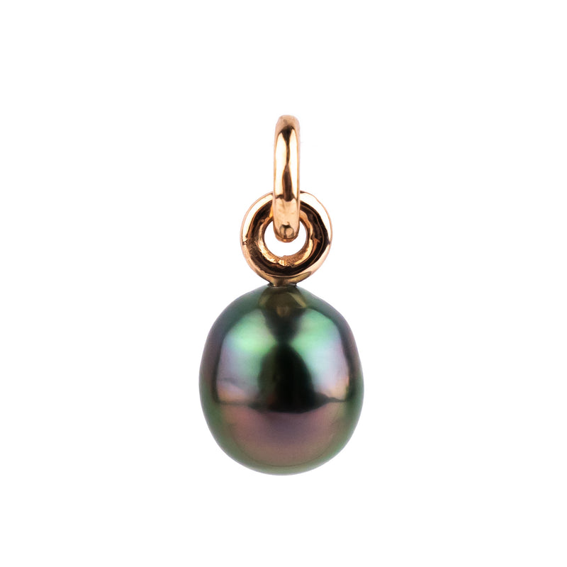Multi-Colorful Baroque 10mm Tahitian Pearl Rava Pendant on 14K Rose Gold