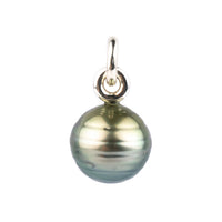 Golden Blue Circled 12.7 Tahitian Pearl Rava Pendant on Sterling Silver