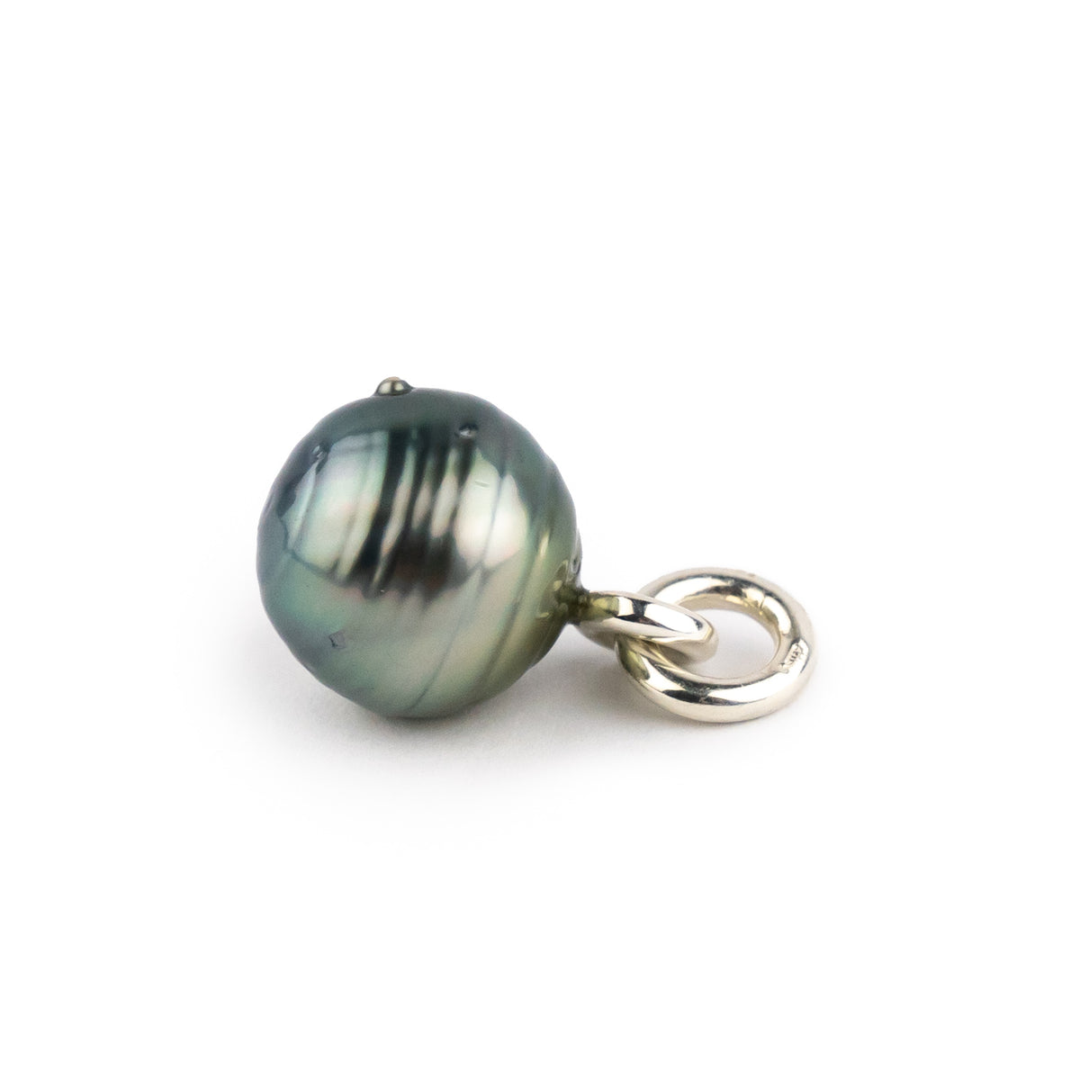 Golden Blue Circled 12.7 Tahitian Pearl Rava Pendant on Sterling Silver