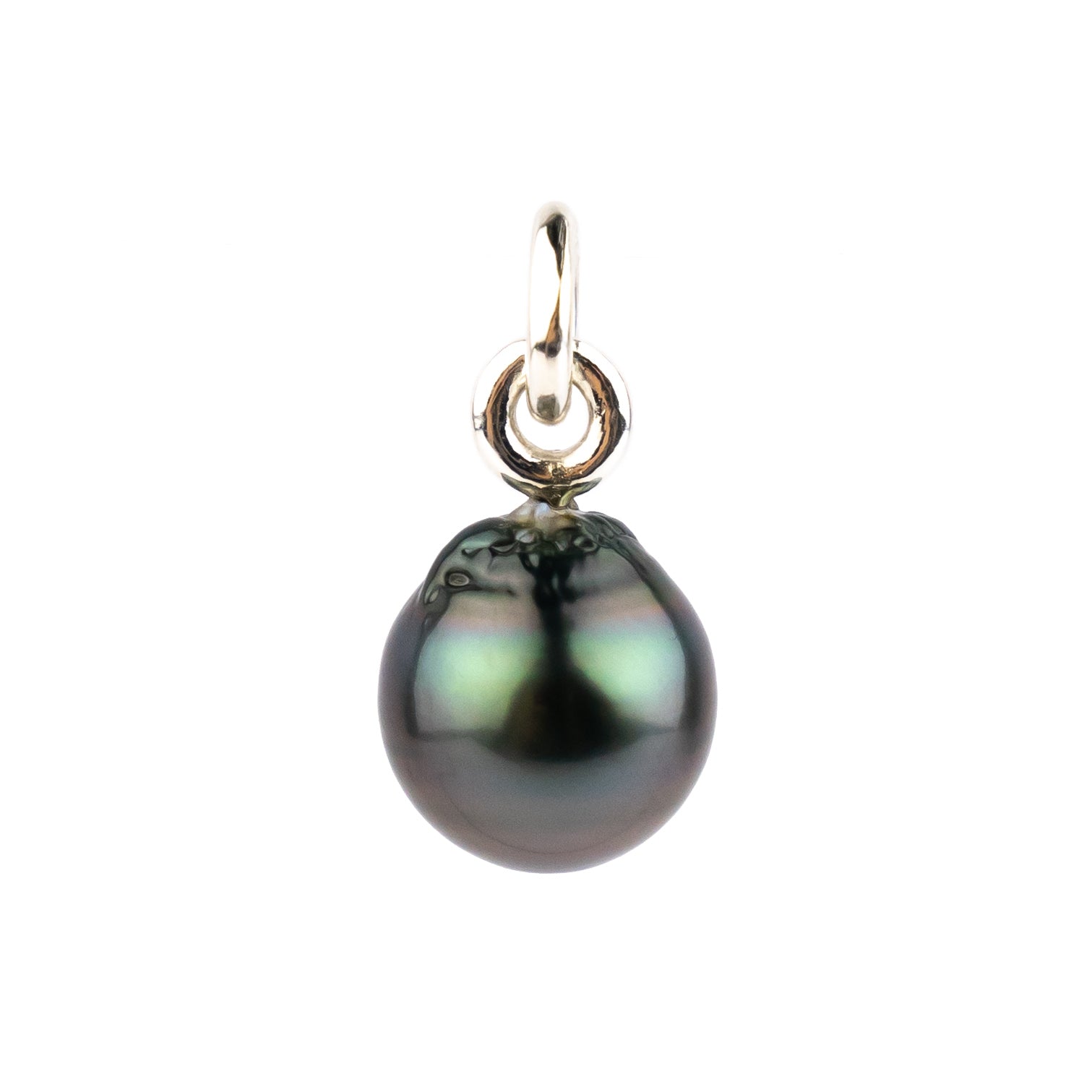Purple Green 12mm Tahitian Pearl Rava Pendant on Sterling Silver