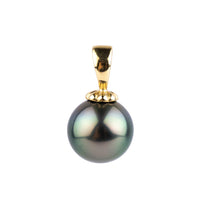 Multi-Colorful 10.6mm Tahitian Pearl Pendant on 14k Yellow Gold