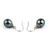 Flashy Indigo Rainbow Drop Tahitian Pearl Dangle Earrings on 14K White Gold