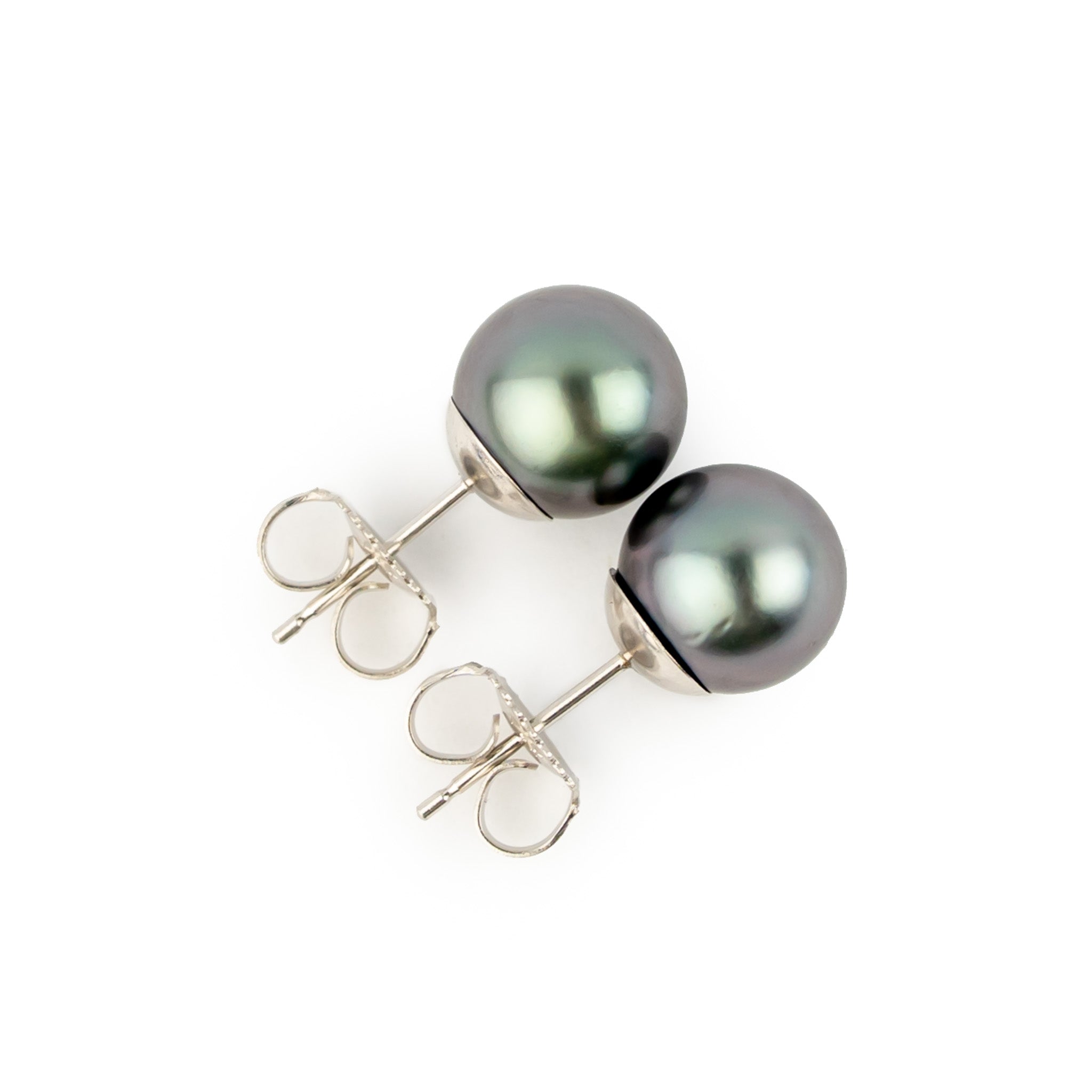 Amethyst Blue 8.4-8.9mm Tahitian Pearl Stud Earrings