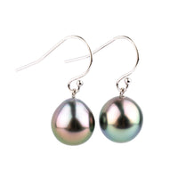 Vibrant Rainbow Drop Tahitian Pearl Dangle Earrings on 14K White Gold