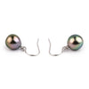Vibrant Rainbow Drop Tahitian Pearl Dangle Earrings on 14K White Gold