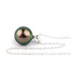 Aubergine Peacock 9.2mm Tahitian Pearl I'a Necklace on Sterling Silver