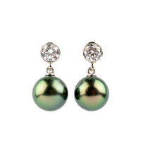 Tahitian Pearl & Diamond Nova Earrings on 14K White Gold