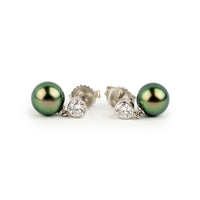 Tahitian Pearl & Diamond Nova Earrings on 14K White Gold