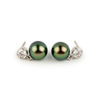 Tahitian Pearl & Diamond Nova Earrings on 14K White Gold