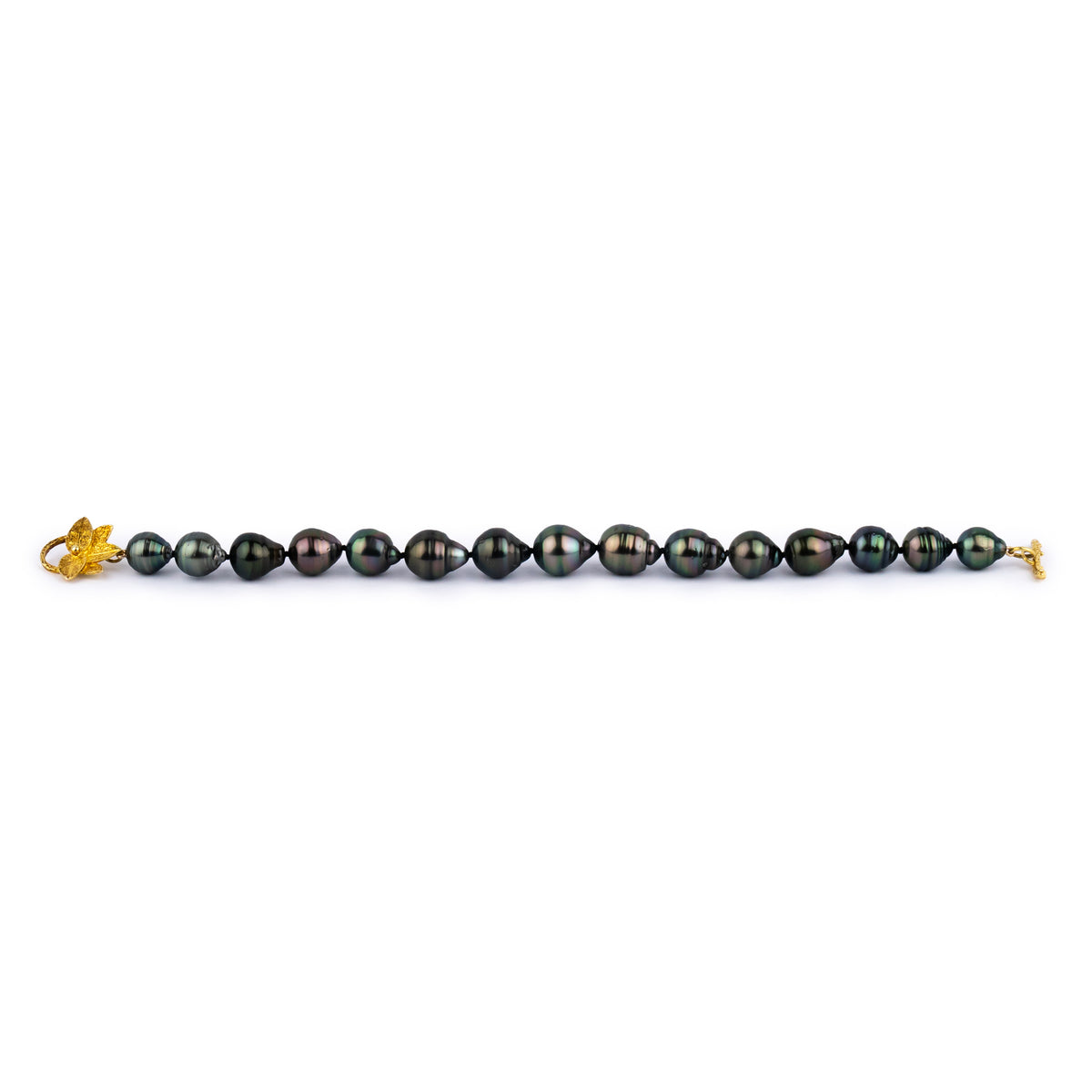 Flashy Green Circled Tahitian Pearl Bracelet