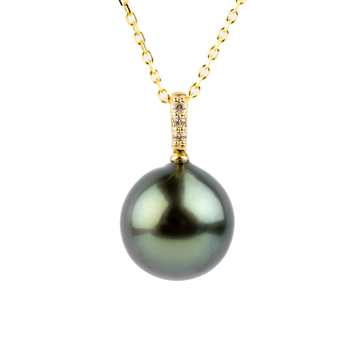 Deep Waves Tahitian Pearl & Diamond Éclat Necklace on 14KYG