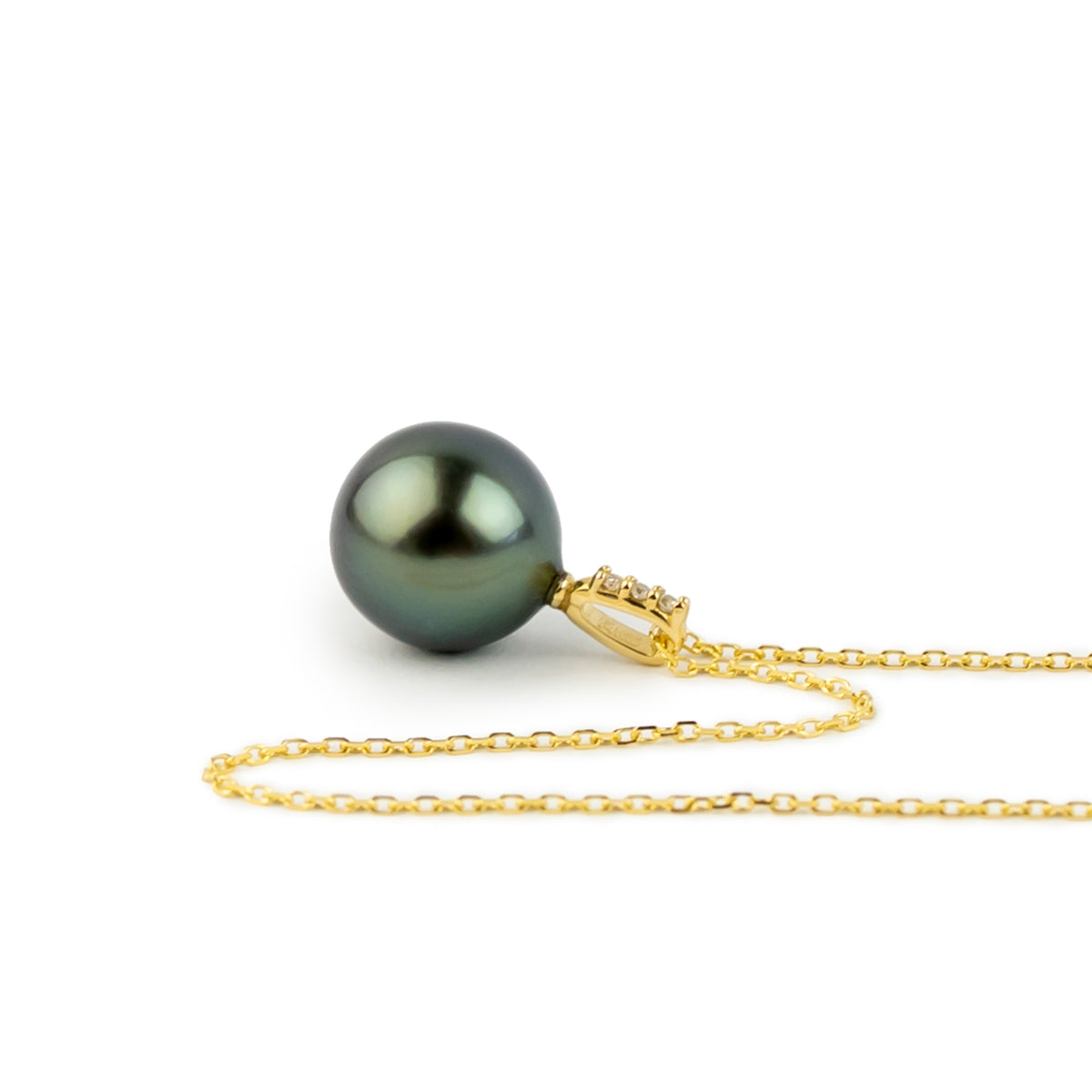 Deep Waves Tahitian Pearl & Diamond Éclat Necklace on 14KYG