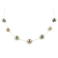 Garden Bouquet Tin-Cup Tahitian Pearl Necklace on Sterling Silver