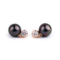 Tahitian Pearl & Diamond Nova Earrings on 14K Rose Gold
