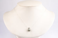 Dark Silvery 9.3mm Tahitian Pearl I'a Necklace on Sterling Silver