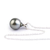 Dark Silvery 9.3mm Tahitian Pearl I'a Necklace on Sterling Silver