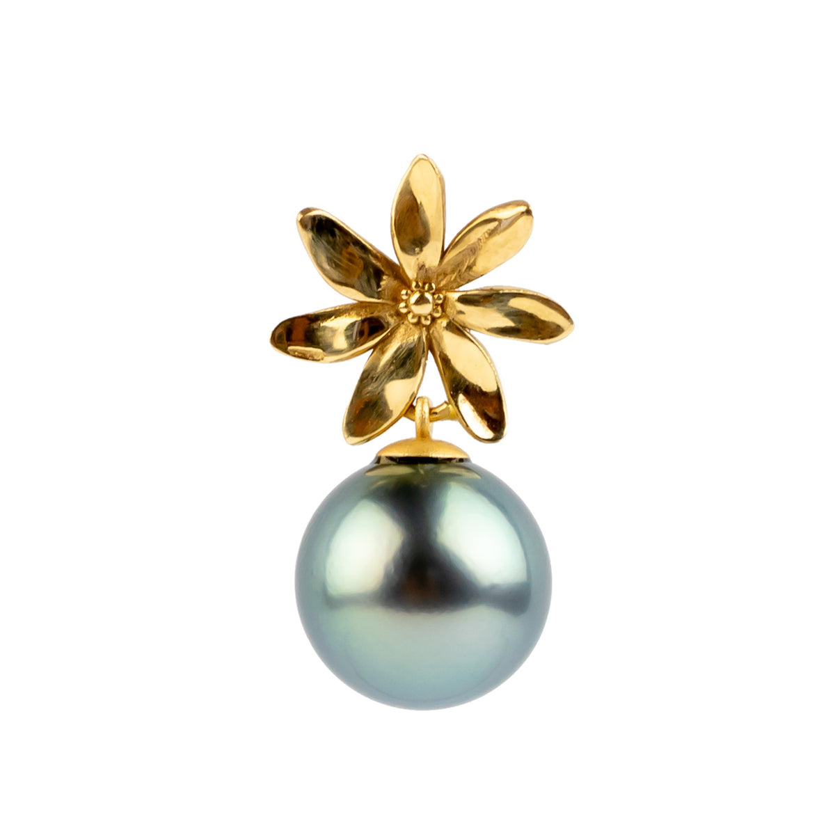 Sky Blue Tiaré 14K Gold Tahitian Pearl Pendant