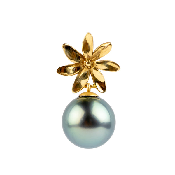 Sky Blue Tiaré 14K Gold Tahitian Pearl Pendant