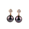 Tahitian Pearl & Diamond Nova Earrings on 14K Rose Gold
