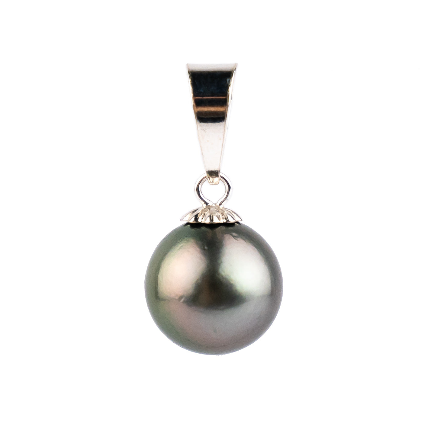 Pink Green 11mm Tahitian Pearl Pendant on Sterling Silver