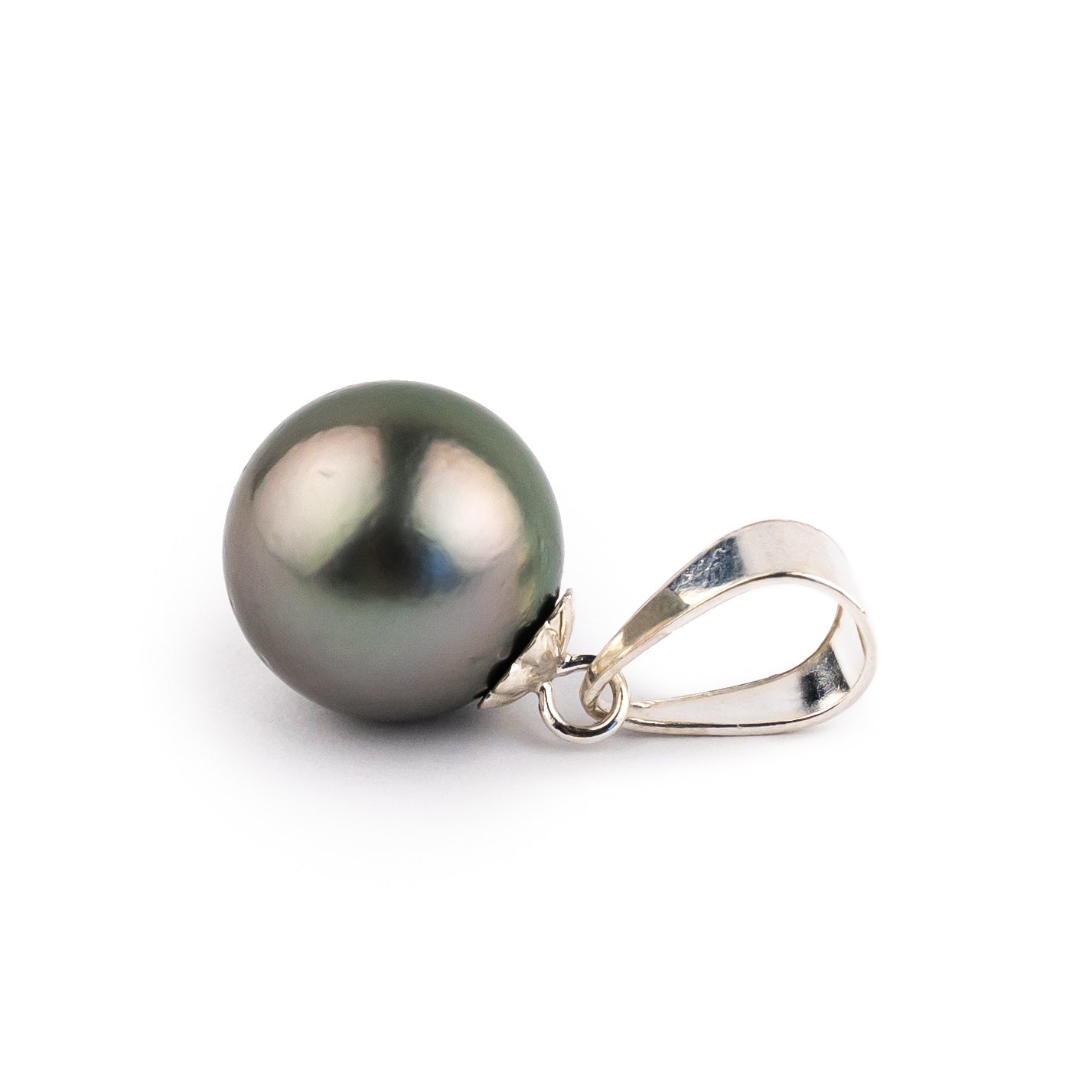 Pink Green 11mm Tahitian Pearl Pendant on Sterling Silver