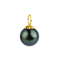 Deep Indigo Green 10mm Tahitian Pearl Pendant on Gold Filled