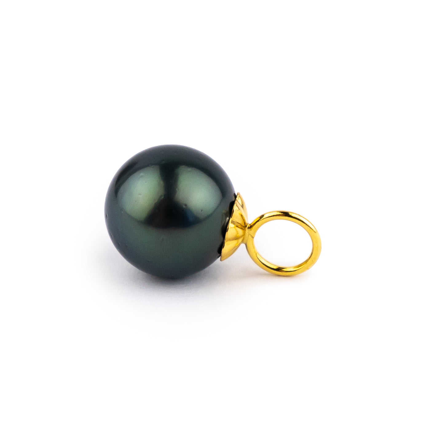 Deep Indigo Green 10mm Tahitian Pearl Pendant on Gold Filled