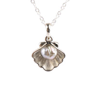 Tahitian Keshi Pearl Sterling Silver Seashell Necklace