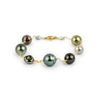 Tahitian Pearl Harvest Tin Cup Bracelet on 14K Yellow Gold