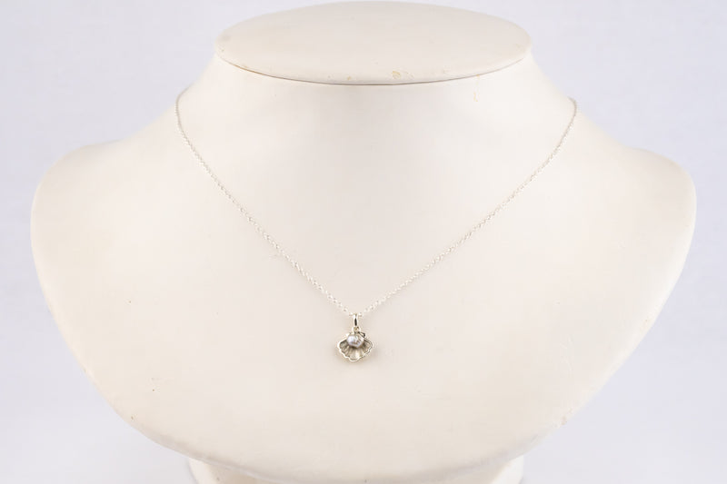 Tahitian Keshi Pearl Sterling Silver Seashell Necklace