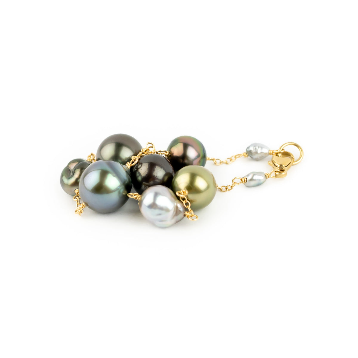 Tahitian Pearl Harvest Tin Cup Bracelet on 14K Yellow Gold