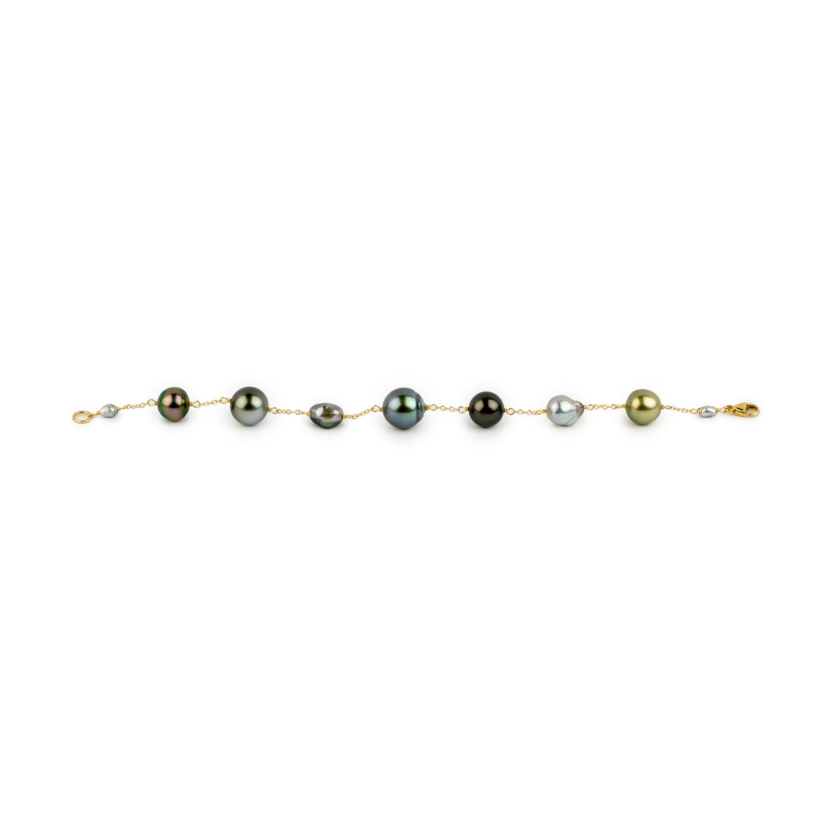 Tahitian Pearl Harvest Tin Cup Bracelet on 14K Yellow Gold