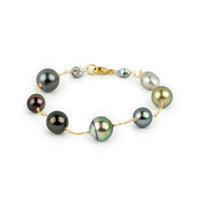 Tahitian Pearl Harvest Tin Cup Bracelet on 14K Yellow Gold