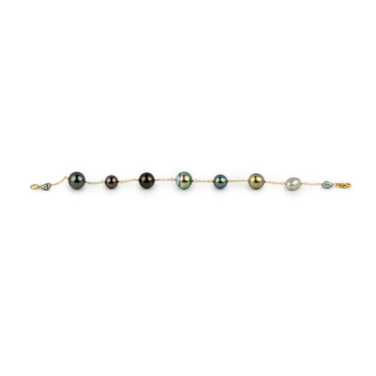 Tahitian Pearl Harvest Tin Cup Bracelet on 14K Yellow Gold