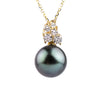 Lavender Blue Tahitian Pearl & Diamond Asteria Pendant or Necklace on 14K Yellow Gold