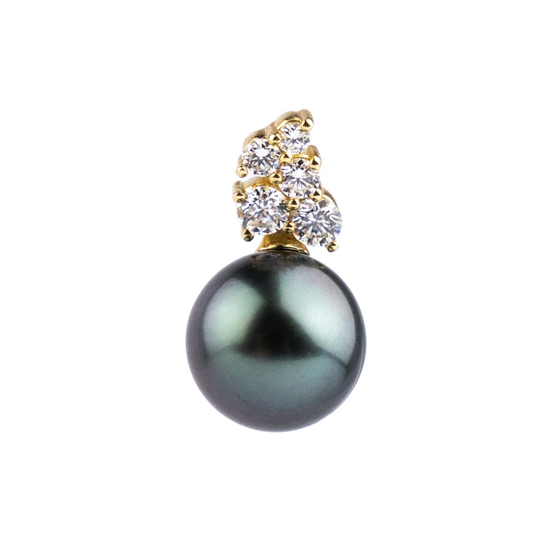 Lavender Blue Tahitian Pearl & Diamond Asteria Pendant or Necklace on 14K Yellow Gold